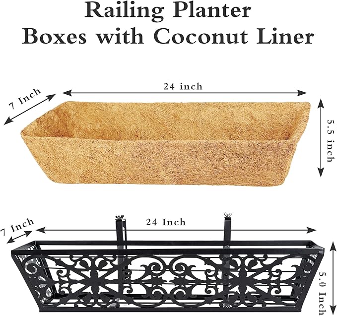 6 Pack 24 Inch Window Boxes Planters Railing Planter Box - Image 5