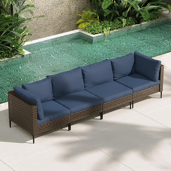 Grand patio 4-Piece Wicker Patio Furniture Set, Retro Outdoor Sectional Sofa - Image 2