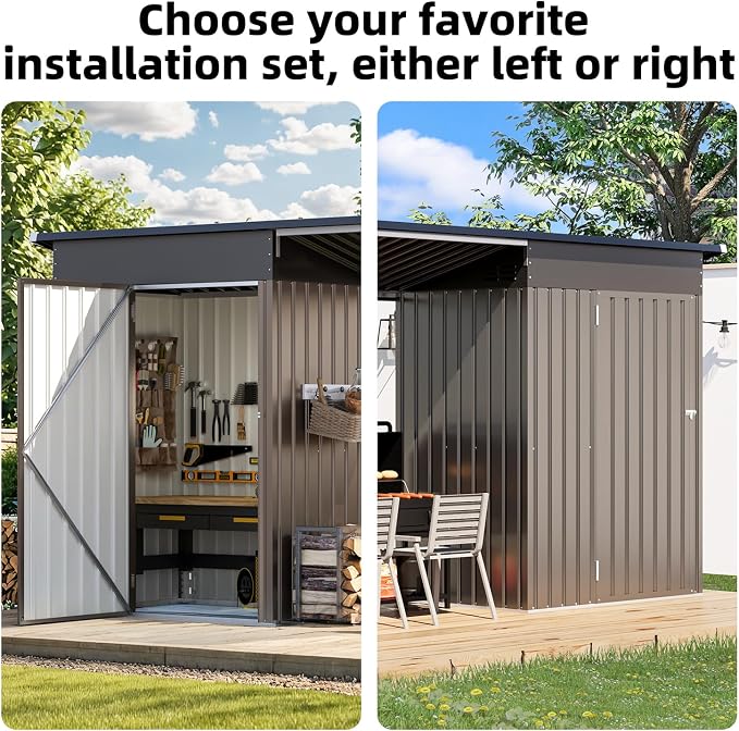 AECOJOY 5x3 FT Outdoor Storage Shed & Hardtop Gazebo Combo, 10x4 FT Metal Lean - Image 5