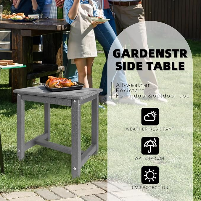 Adirondack Square Side Table, one-Tier Outdoor end Table, Patio Side Table - Image 4