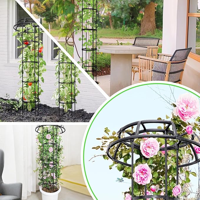 2-Pack 77-Inch Garden Trellis for Climbing Plants, Heavy-Duty Metal Obelisk - Image 7