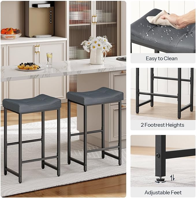 HOOBRO Barstools, 25.4" Saddle Stools - Image 9