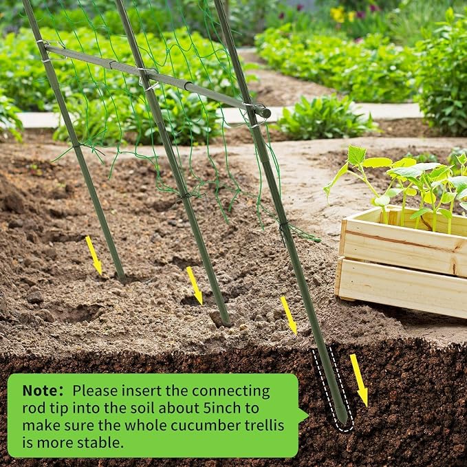 Lalahoni Cucumber Trellis, 4ft x 4ft Metal A-Frame Garden Trellis Climbing - Image 8