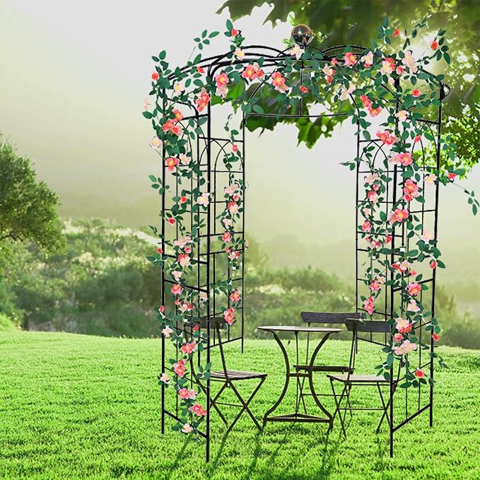 Metal Garden Arch Iron Arbor Gazebo High Birdcage Pergola Pavilion, Strong Wind - Image 4