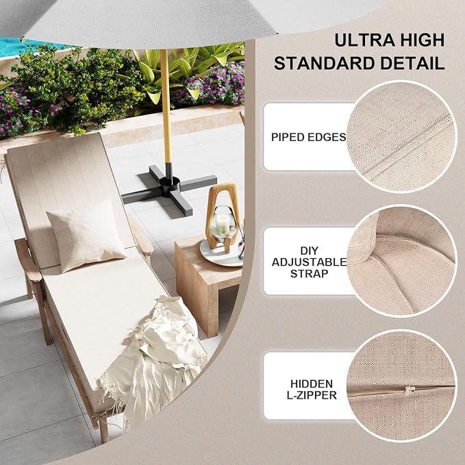 Outdoor Water-Resistant Olefin Chaise Lounge Cushions - Image 6