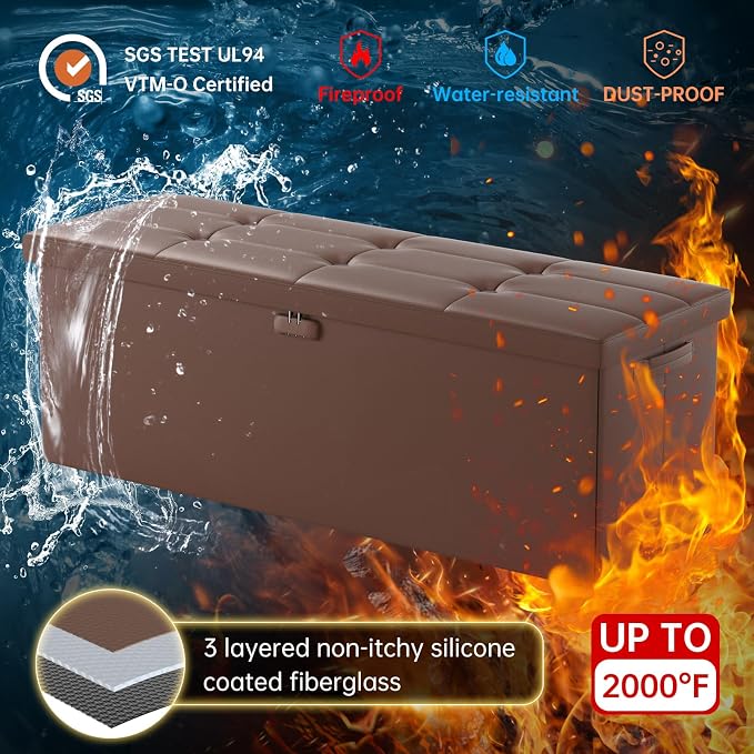 ENGPOW Storage Ottoman, Fireproof Folding Bench - Image 8