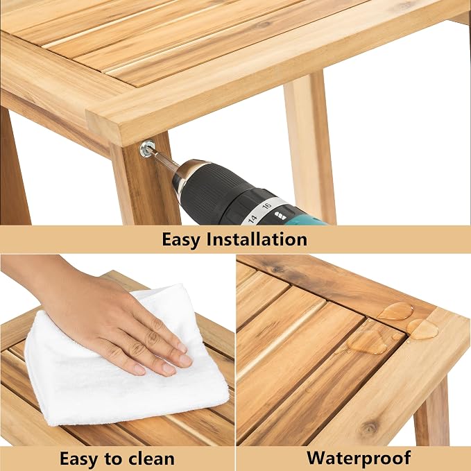 Double Adirondack Side Table, Weather-Resistant Rectangular End Table - Image 4