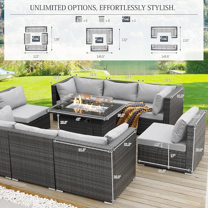 BULEXYARD 13 Piece High Back Patio Furniture Sets - Image 6