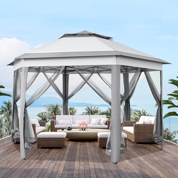 Yaheetech 13x13 Pop up Gazebo, Hexagonal Outdoor Canopy Shelter, Instant Patio - Image 2
