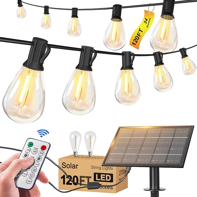 Solar String Lights for Outside 120FT by Stright