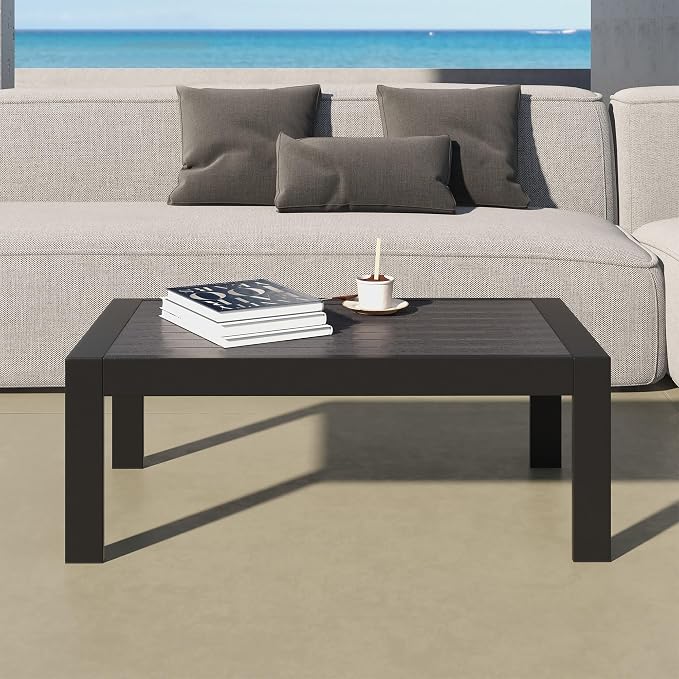 All-Weather Aluminum Outdoor Coffee Table, Modern Coffee Table - Image 4