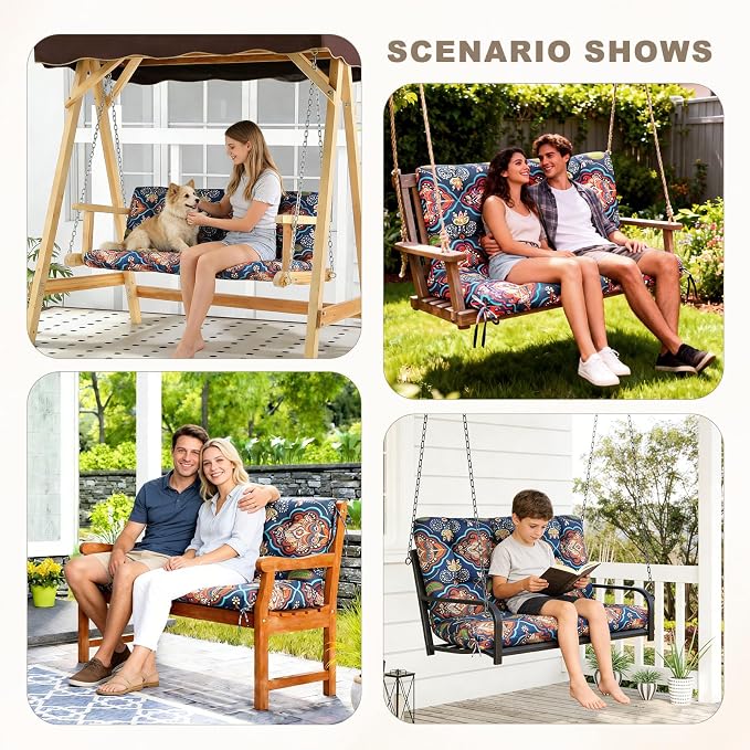 Porch Swing Cushion with Backrest, Waterproof Bench Cushion - Image 7