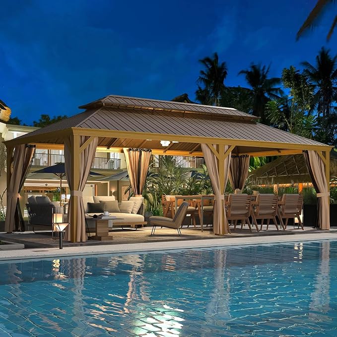 EROMMY 12'x24' Hardtop Gazebo, Galvanized Steel Double Roof - Image 6