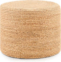 Handwoven Water Hyacinth Ottoman Pouf, Round Outdoor Footstool by LGENHOOMHandwovenNaturalWaterHyacinthBasket