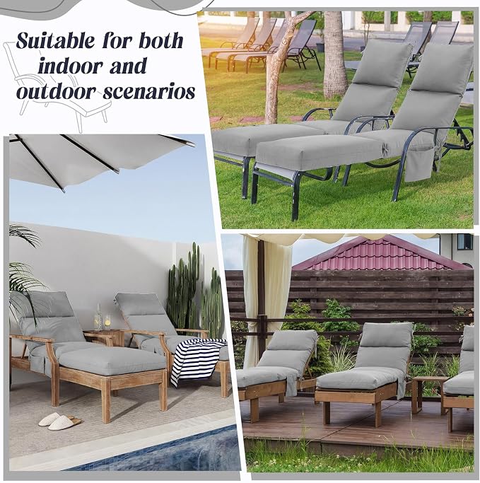 Kigley 2 Pcs Chaise Lounge Cushions, 77.9 x 20.5 x 4.7 Inch Outdoor Lounge - Image 6