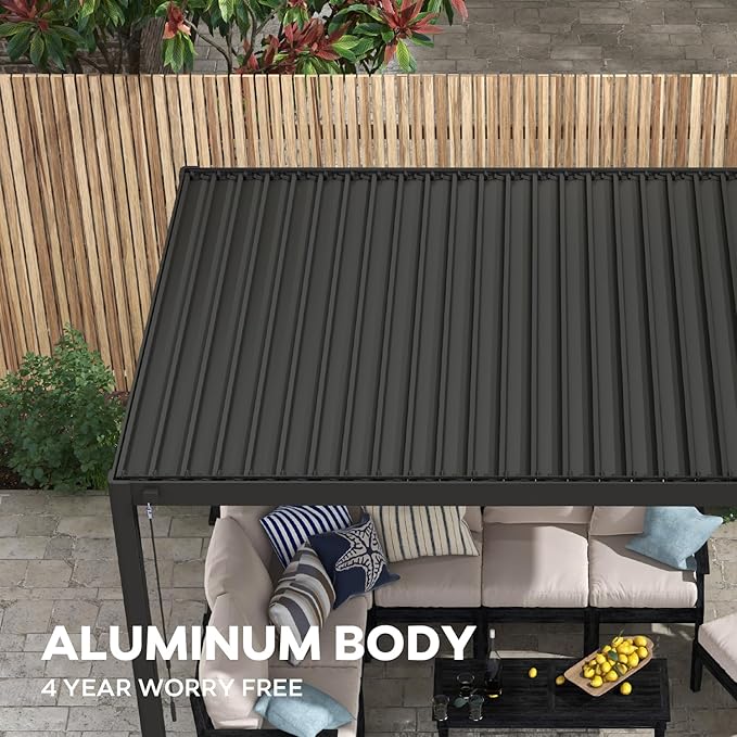 Mirador 111S Round Louvered Pergola Gazebo, 10Ft x 20Ft, Full Aluminum Frame - Image 3