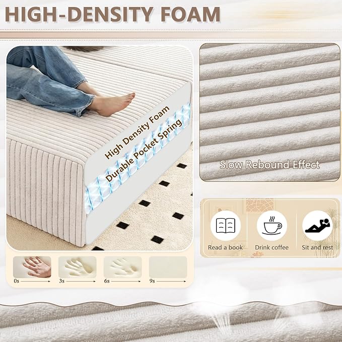 ODUWA Oversized Double Chaise Lounges Indoor, Upholstered Boneless Cloud - Image 5
