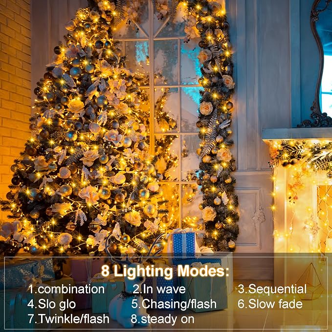 4 Pack Battery Christmas Light String 16.5Ft 50 LED Clear Wire Sting Lights - Image 3