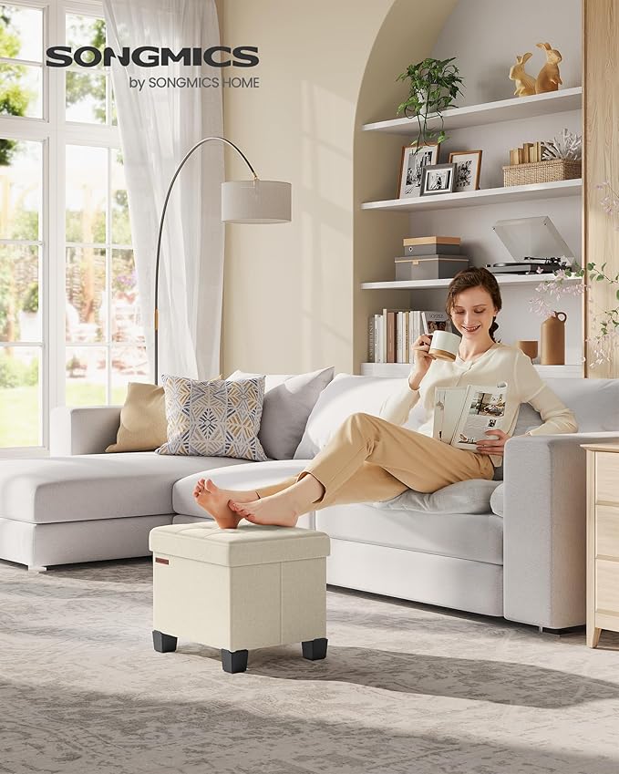 SONGMICS Storage Ottoman, Small Ottoman Foot Rest - Image 2
