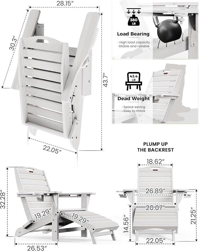 Ciokea Folding Adirondack Chair Set of 2 - Image 3