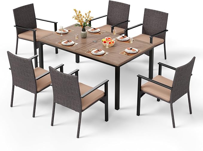 PHI VILLA 7 Pieces Patio Dining Set by PHIVILLAThepioneerofcomfortablehouseholdsupplies