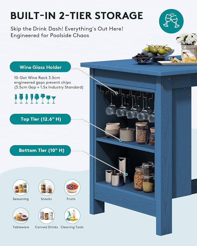 SERWALL 10-Piece HDPE Counter Height Dining Table Sets - Image 4