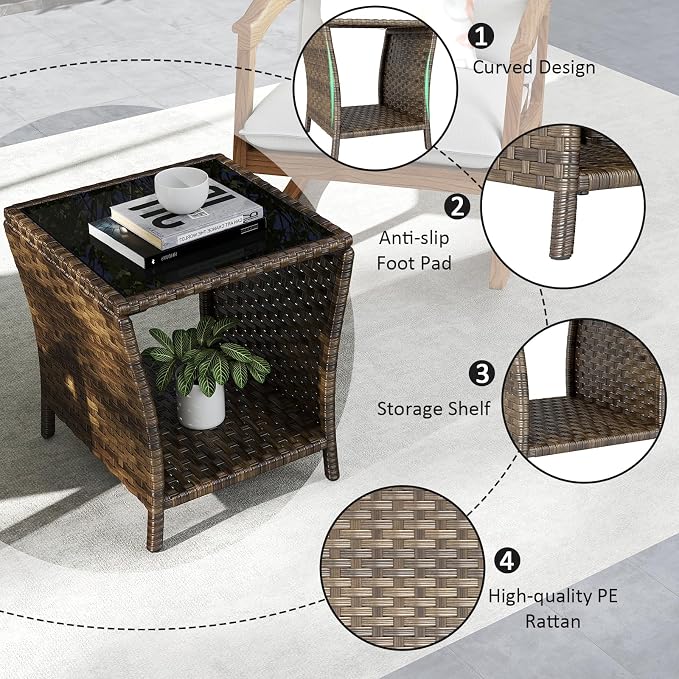Kinfant Rattan Patio Side Table - Image 4