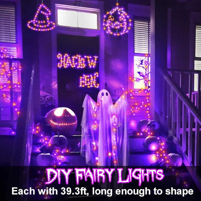 4 Pack Halloween Solar Fairy Lights 131.2Ft 400 LEDs Outdoor Twinkle Lights - Image 4