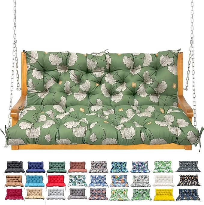 Porch Swing Cushion with Backrest, Waterproof Bench Cushion by NANGELRN