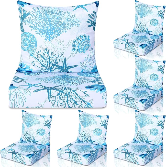 Hoteam 6 Set Outdoor Chair Patio Cushions 20 x 20 Inch Deep Seat Waterproof by Hoteam
