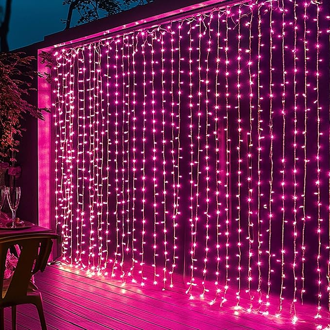 Dazzle Bright 300 LED Curtain String Lights, Valentine's Day Fairy Lights by DazzleBright
