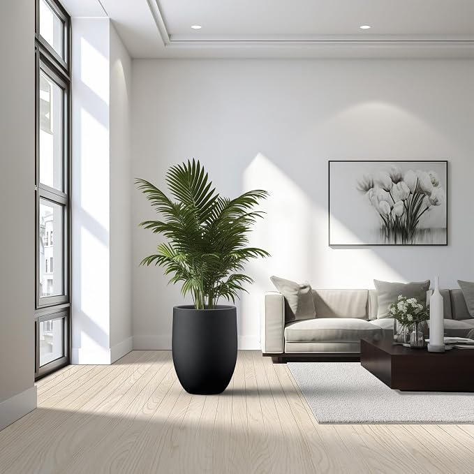 Kante 21.7 Inch Tall Concrete Planter, Large Indoor Outdoor Plant Pot - Image 4