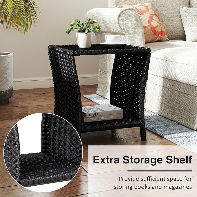 Kinfant Rattan Patio Side Table - Image 5