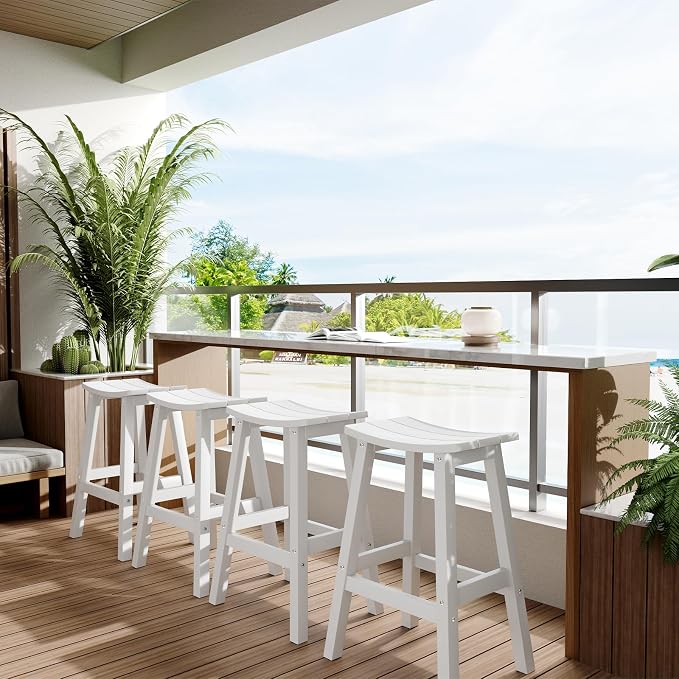 Outdoor Bar Stools Set of 2, Waterproof Barstools, - Image 2