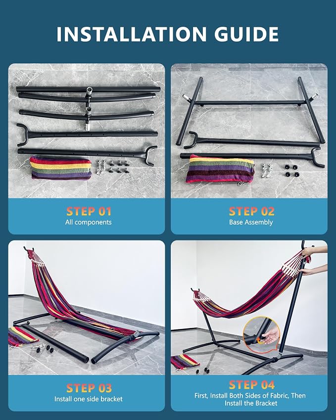 Double Hammock with Heavy-Duty Steel Stand, Easy Assembly, 600lbs Weight - Image 5