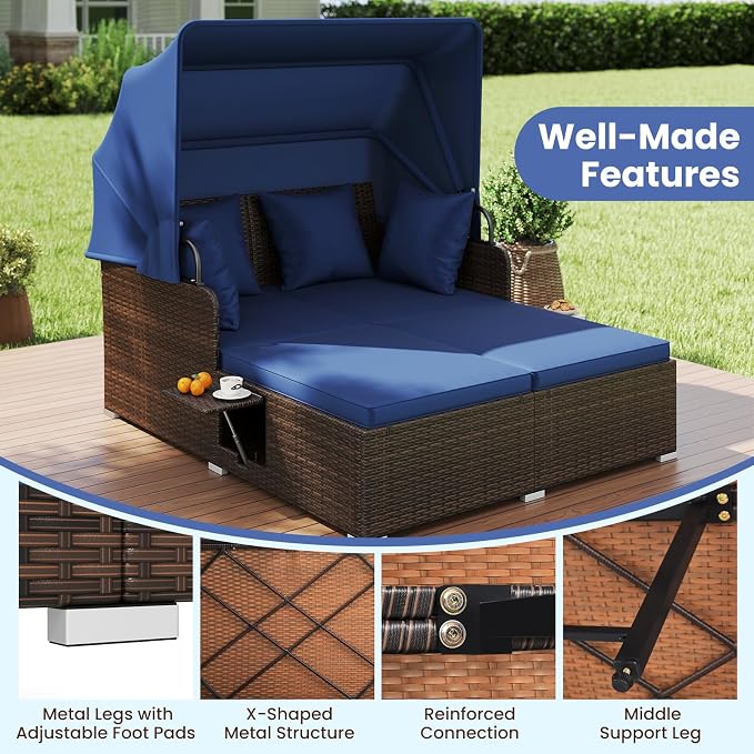 ORALNER Outdoor Daybed, 2-Person Wicker Patio Sofa - Image 6