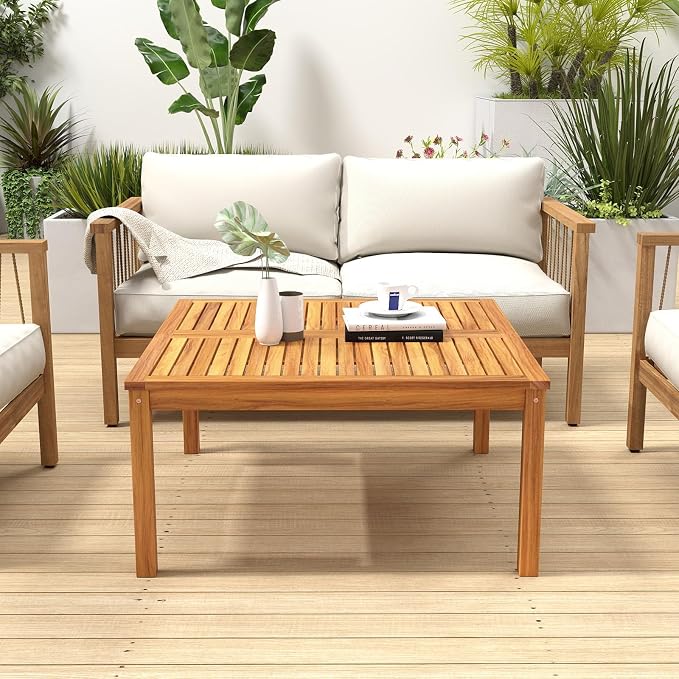 RELAX4LIFE Wood Outdoor Coffee Table - Image 8
