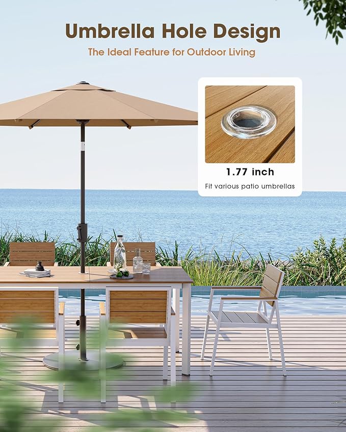 Outdoor Patio Dining Set, Aluminum & HDPS 5 Piece Outdoor Table and Chairs Set - Image 3