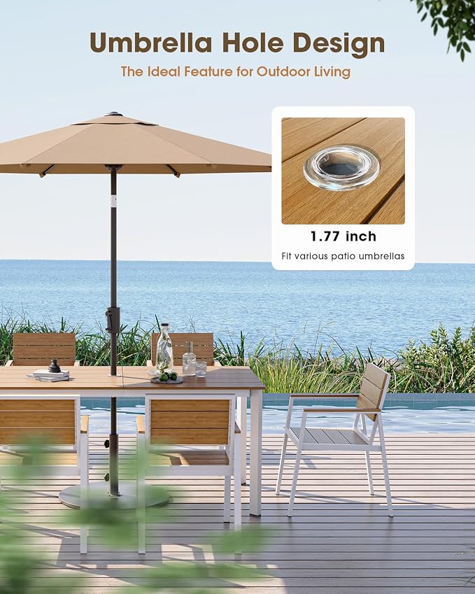 Outdoor Patio Dining Table, Aluminum & HDPS Outdoor Table - Image 3