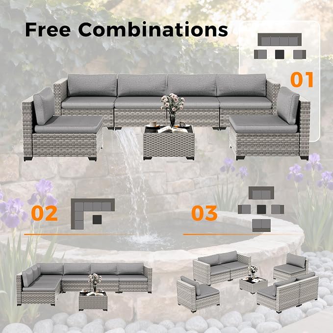 12-Seat Modular Patio Furniture Set – Outdoor Wicker Sectional Sofa - Image 7