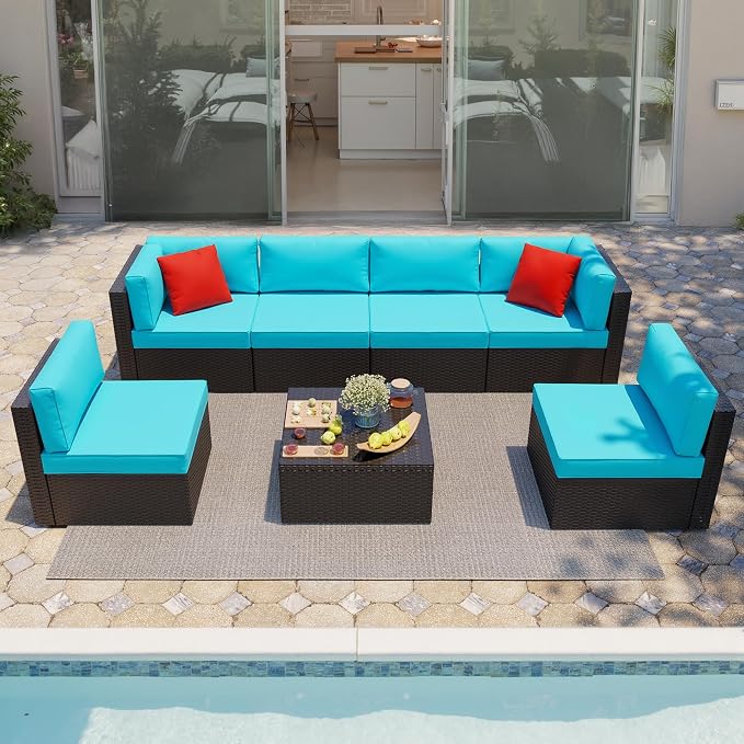Shintenchi 7 Pieces Patio Furniture Sets Outdoor All-Weather Sectional Patio by Shintenchi