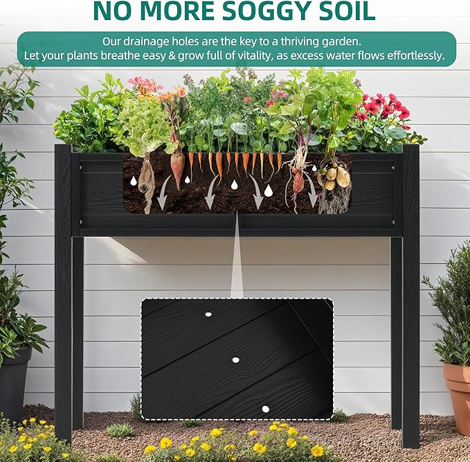 YITAHOME Elevated Garden Bed Poly-Wood All-Weather Raised Garden Bed - Image 5