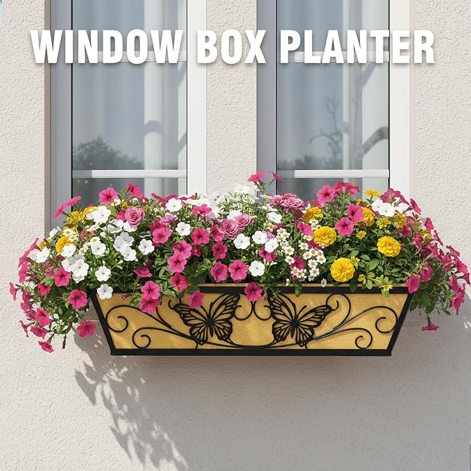 4 Pack 24 Inch Window Boxes Planter Railing Planters Box - Image 2
