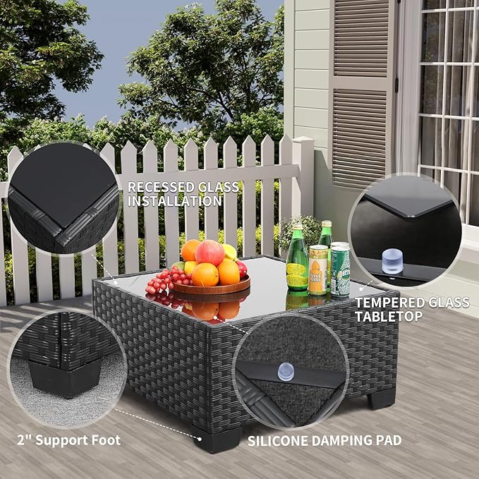 9 Pieces Outdoor Sectional All-Weather Wicker Patio Furniture Set Patio - Image 4