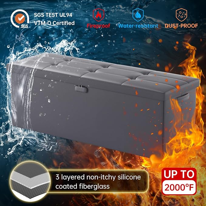 ENGPOW Storage Ottoman, Fireproof Folding Bench - Image 5