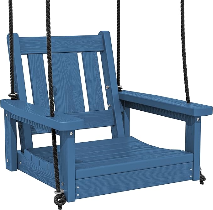 SERWALL HDPE Single Porch Swing, Heavy Duty Single Person Swing Chair by SERWALL