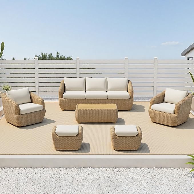 CHITA 6 Pieces Patio Wicker Furniture Set, Outdoor Rattan Bistro Set - Image 8