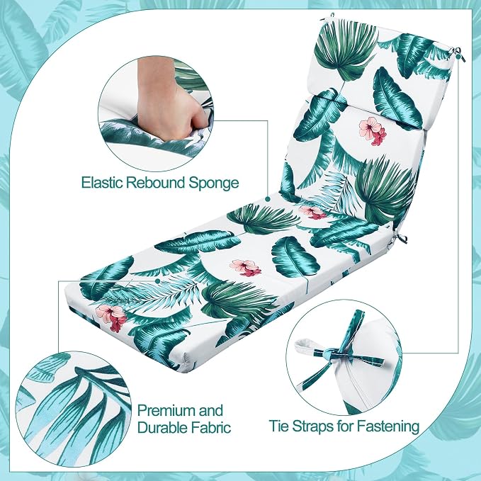 2 Pcs Indoor Outdoor Chaise Lounge Cushions 72 x 22 Inches Sponge Bench Outdoor - Image 3