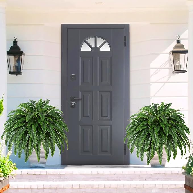 Single Silky Artificial Boston Fern Bush, 43Inch Large Artificial Ferns - Image 4
