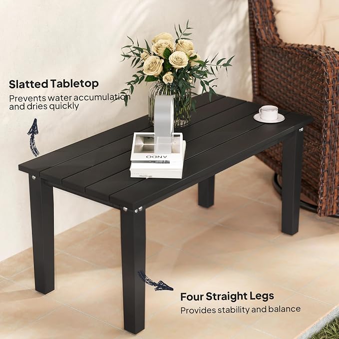 Outsunny HDPE Outdoor Coffee Table, All-Weather Rectangle Patio Coffee Table - Image 5